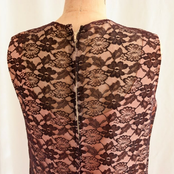 Vintage 1960s Rhinestone Studded Lace Shift Dress - Picture 3 of 4
